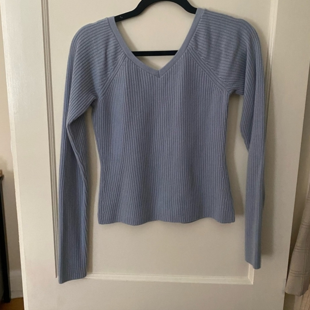 Reformation | Blue Ribbed Cardigan